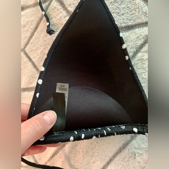 Victoria’s Secret Black White Polka Dot Bikini Top Size Medium - Picture 7 of 8